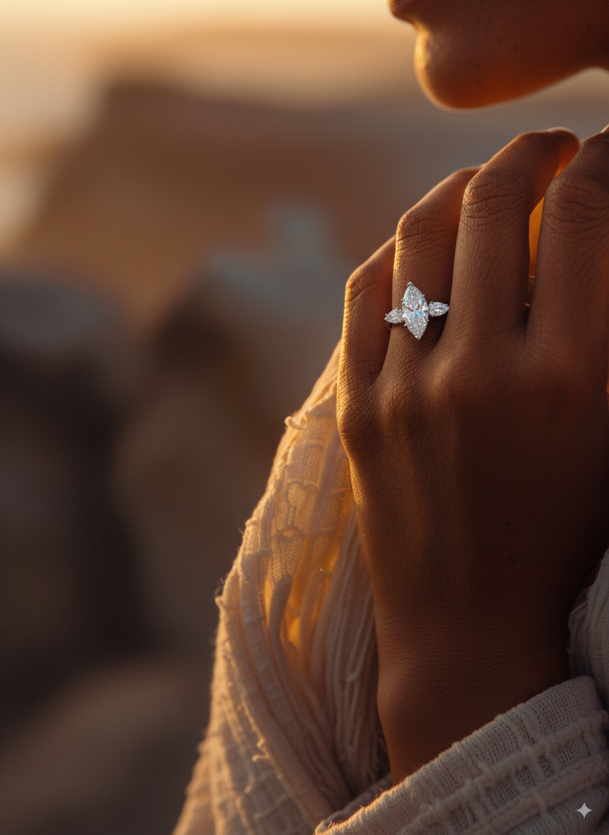 Marquise Dawn – 2.1ct Total Lab Diamond Ring in 14k White Gold | Spirit Line by Shxweli & Co.