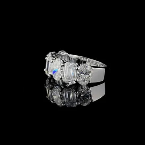Lightcarver – 4.9ct Oval & Emerald - Cut Diamond Men’s Ring 14k White Gold | Spirit Line by Shxweli & Co. - Shxweli & Co