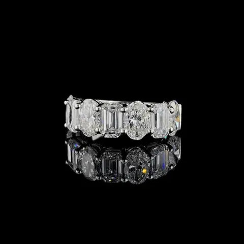 Lightcarver – 4.9ct Oval & Emerald - Cut Diamond Men’s Ring 14k White Gold | Spirit Line by Shxweli & Co. - Shxweli & Co