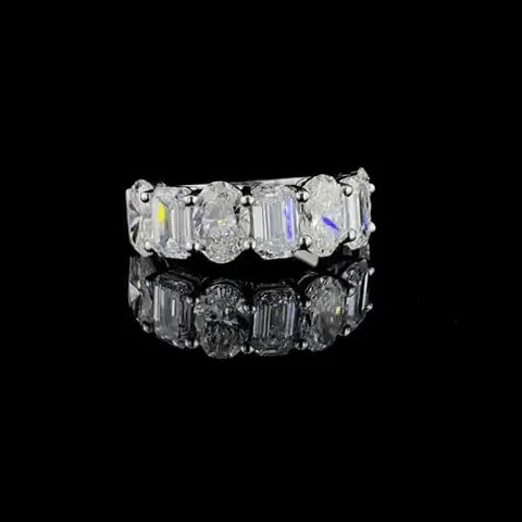Lightcarver – 4.9ct Oval & Emerald - Cut Diamond Men’s Ring 14k White Gold | Spirit Line by Shxweli & Co. - Shxweli & Co