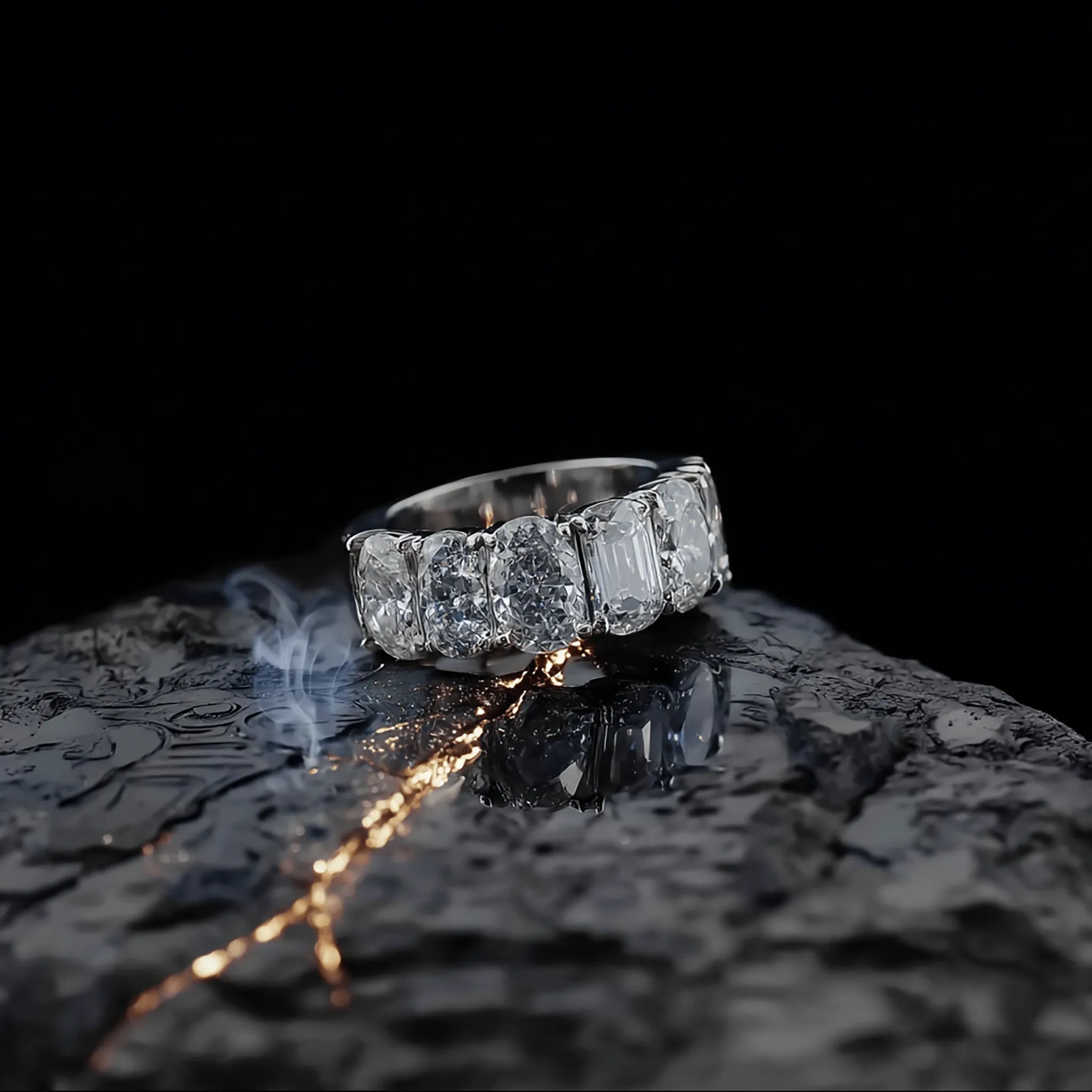 Lightcarver – 4.9ct Oval & Emerald - Cut Diamond Men’s Ring 14k White Gold | Spirit Line by Shxweli & Co. - Shxweli & Co